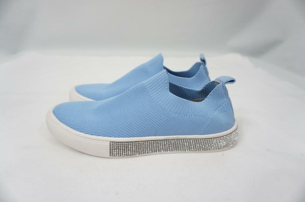 BERNIE MEV IRIS USED GIRLS/WO 4.5-5 BLUE TEXTILE/CRYSTALS FLATS/SLIP ON/SNEAKERS